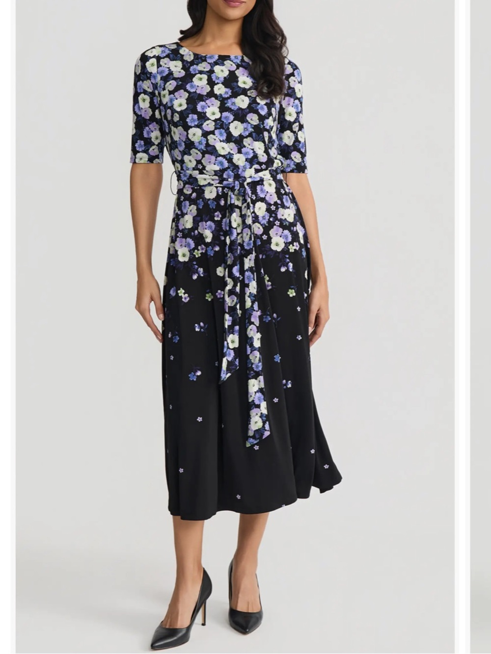 KASPER floral print A-line midi dress